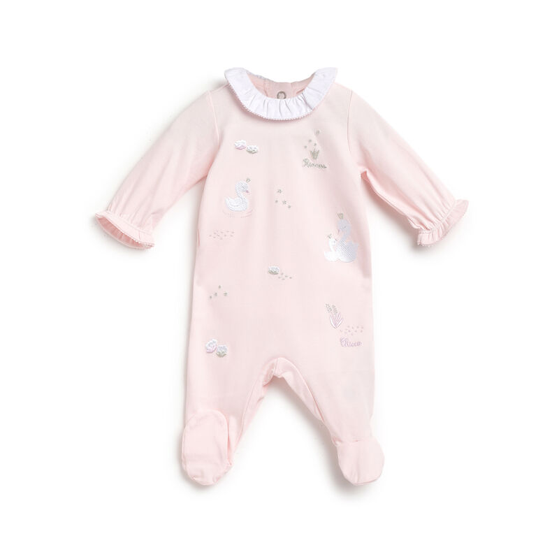 Girls Light Pink Applique Nappy Opening Babysuit image number 0